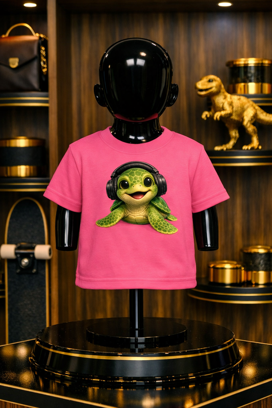 Baby Turtle Headphones Kids jersey t-shirt