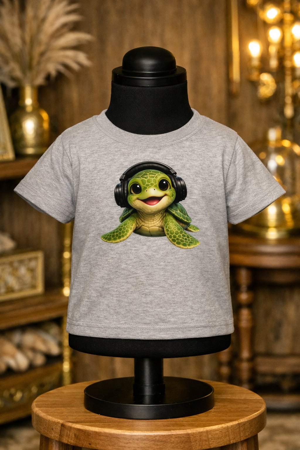 Baby Turtle Headphones Kids jersey t-shirt