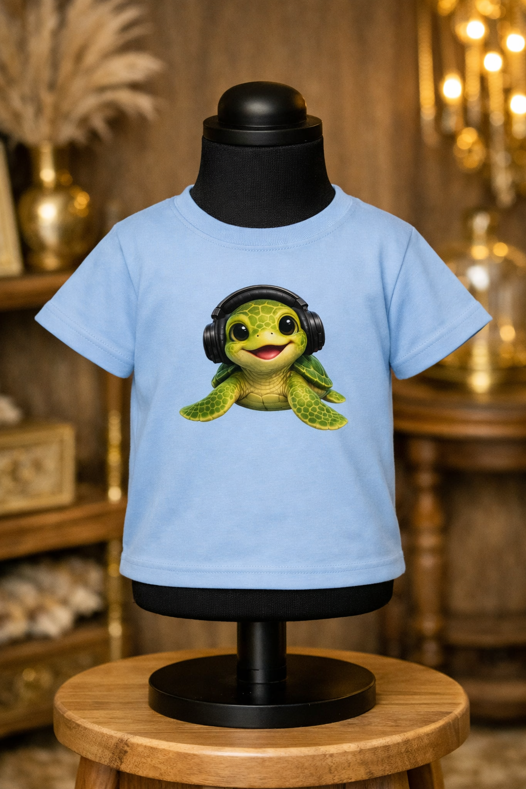 Baby Turtle Headphones Kids jersey t-shirt