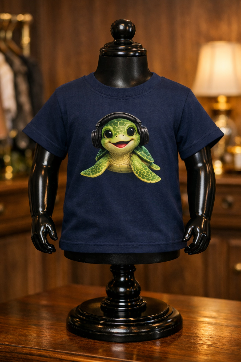 Baby Turtle Headphones Kids jersey t-shirt