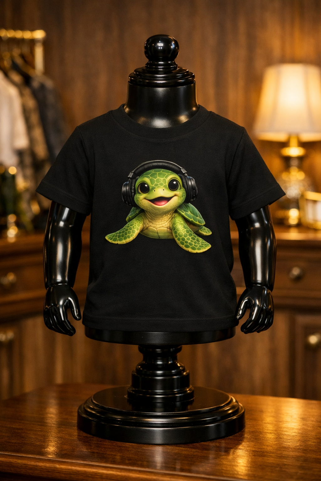 Baby Turtle Headphones Kids jersey t-shirt