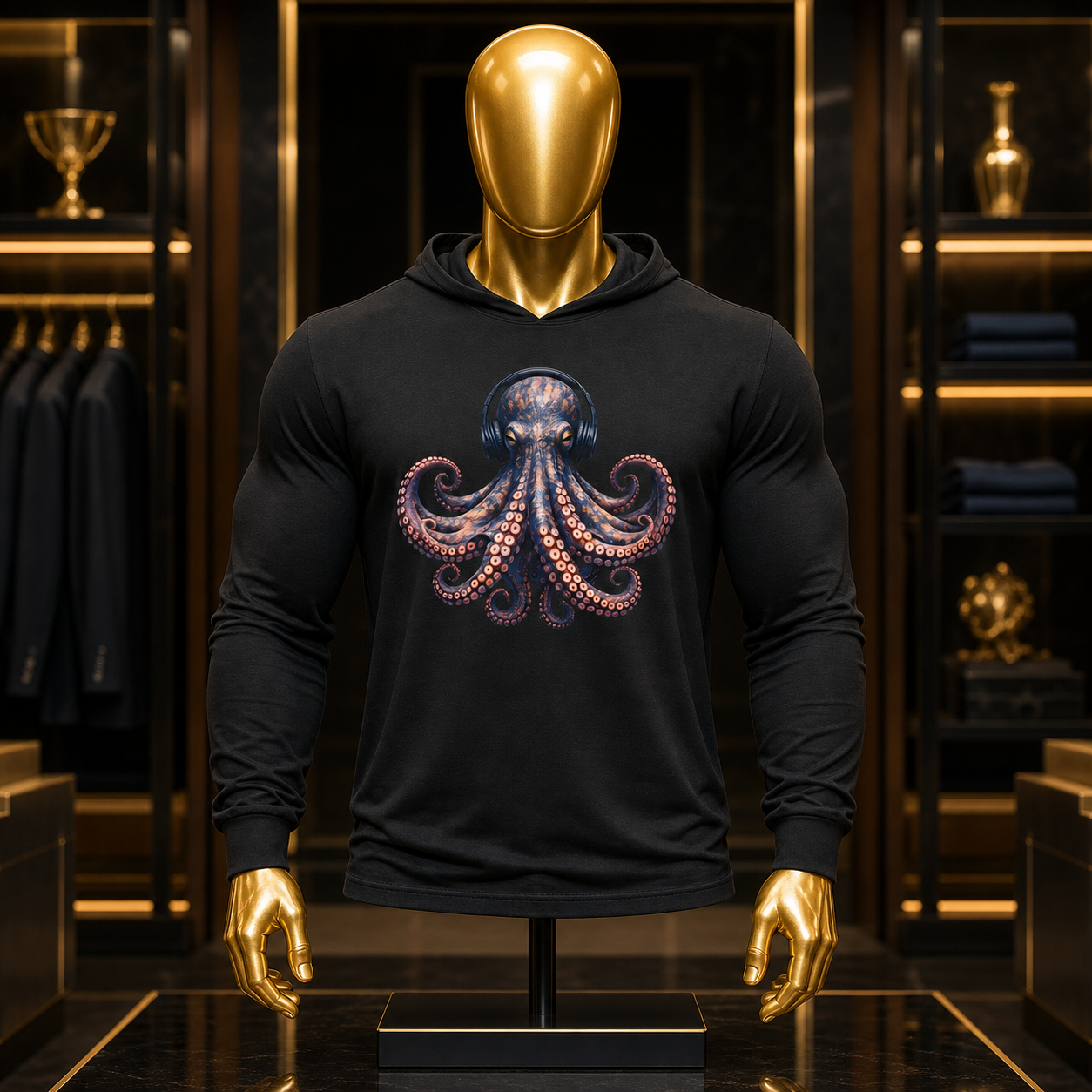 Majestic Octopus Hooded long-sleeve tee