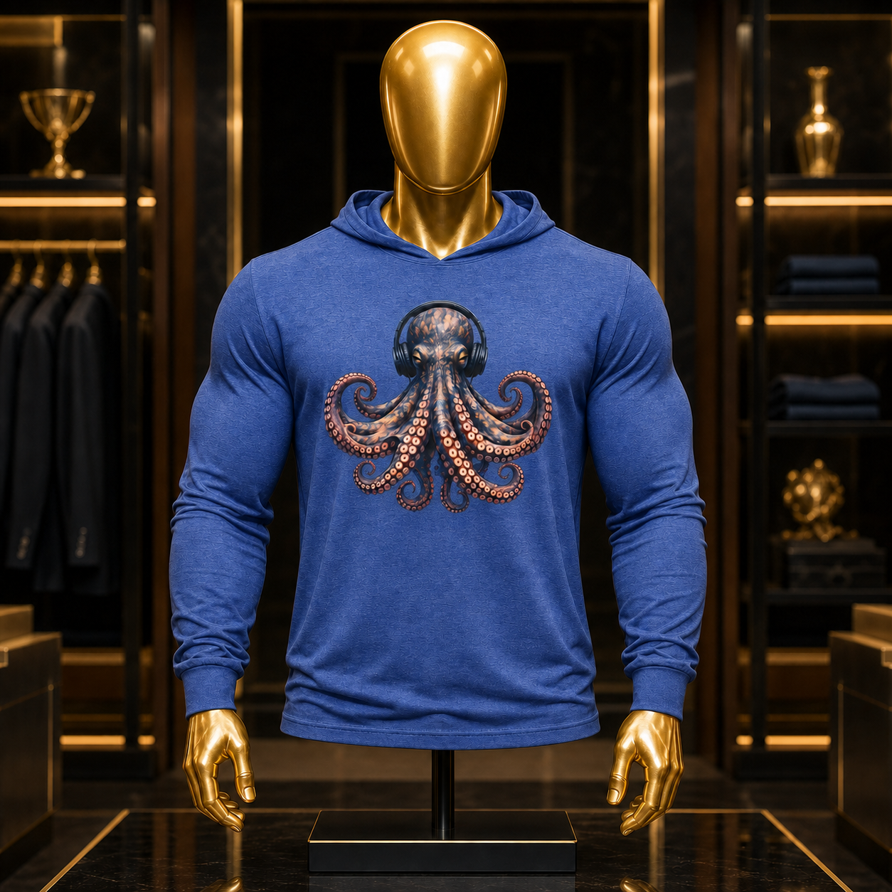 Majestic Octopus Hooded long-sleeve tee
