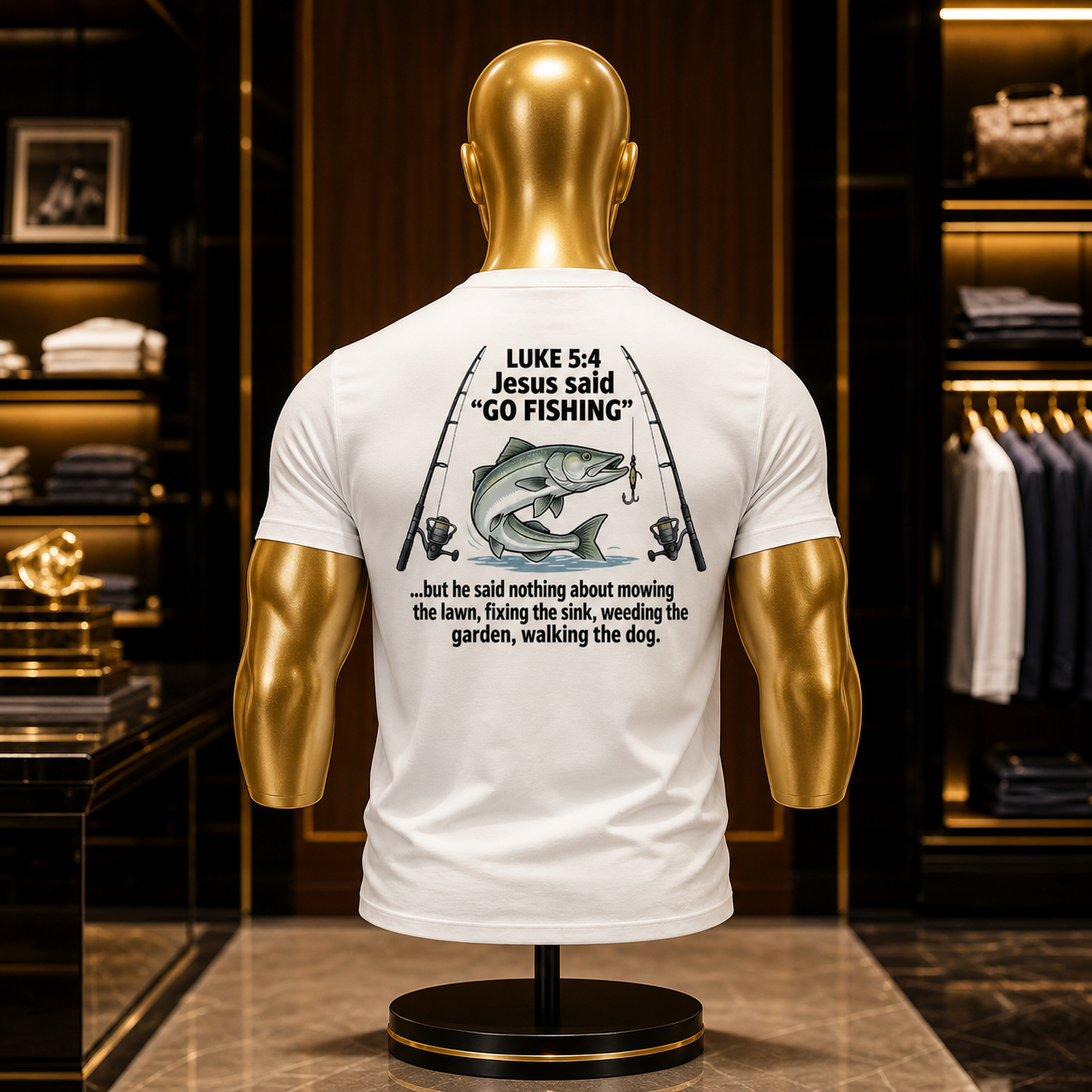 Print-on-Back Jesus said Go Fishing Unisex classic tee