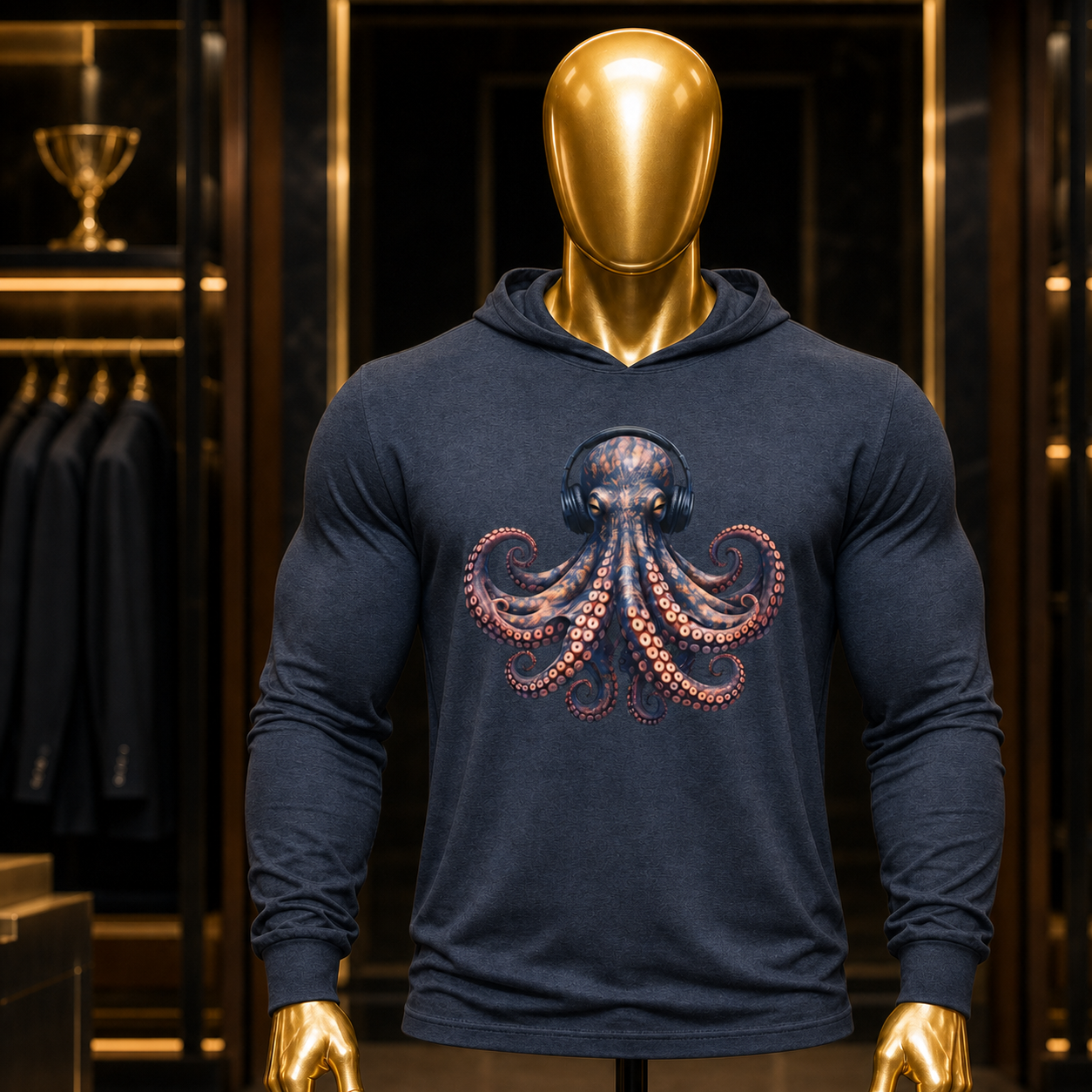 Majestic Octopus Hooded long-sleeve tee