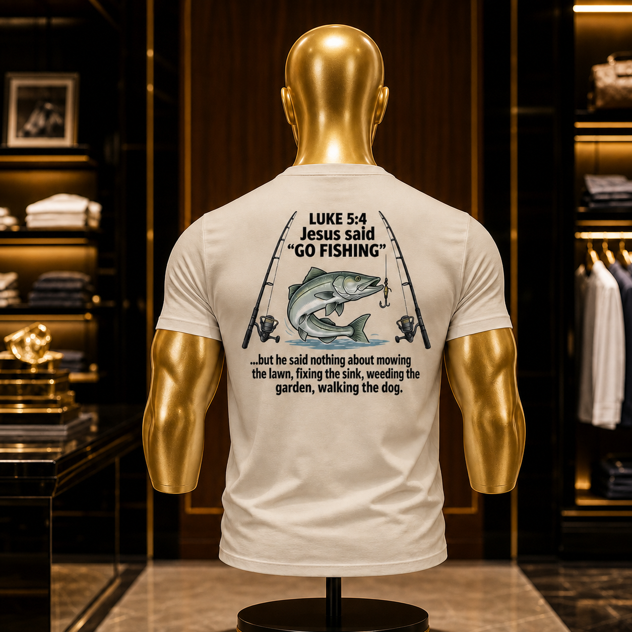 Print-on-Back Jesus said Go Fishing Unisex classic tee