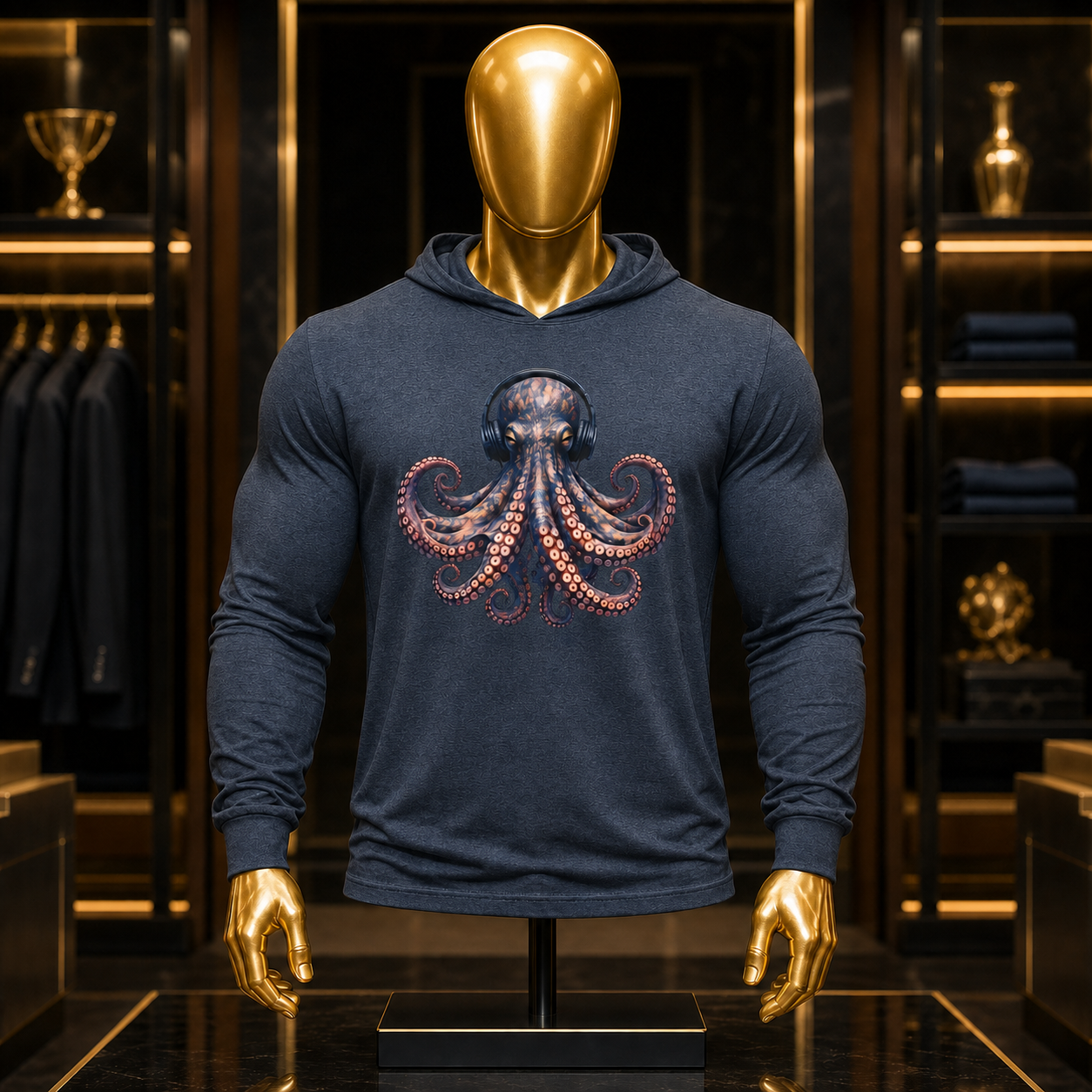 Majestic Octopus Hooded long-sleeve tee
