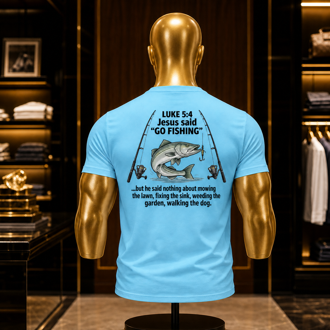 Print-on-Back Jesus said Go Fishing Unisex classic tee