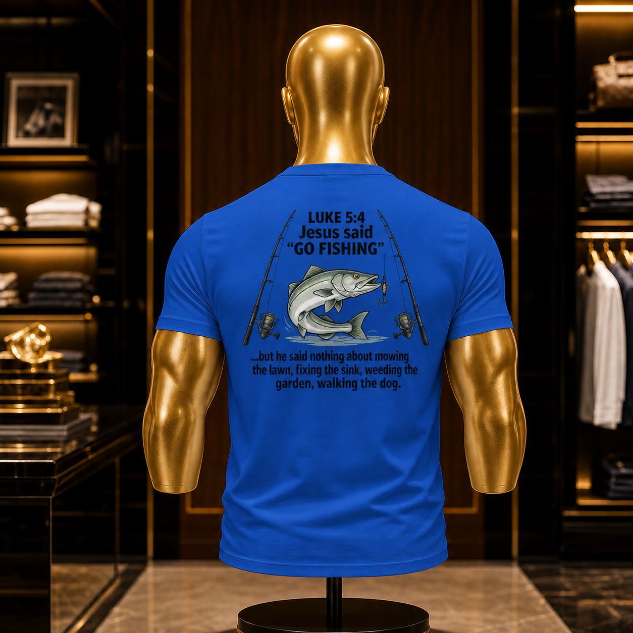Print-on-Back Jesus said Go Fishing Unisex classic tee