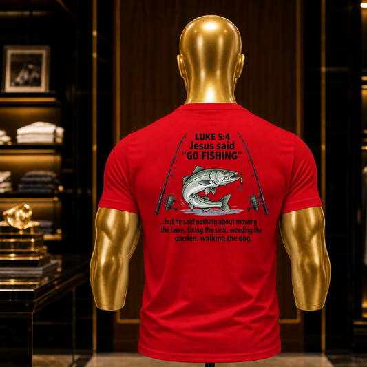 Print-on-Back Jesus said Go Fishing Unisex classic tee